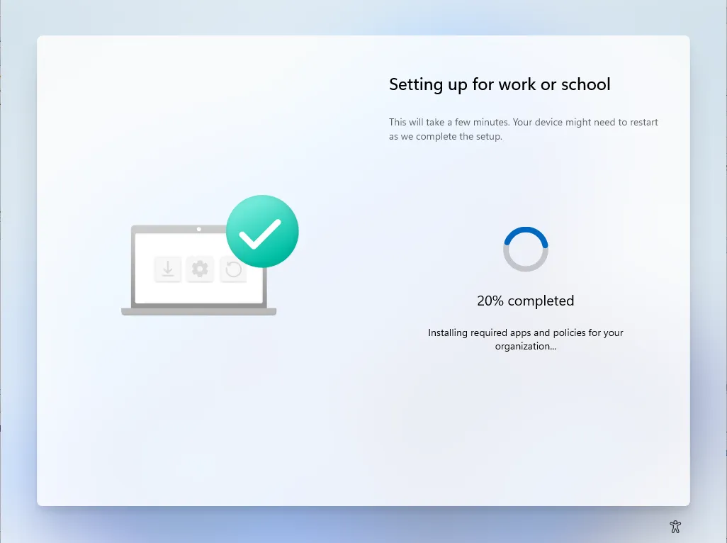 Windows setup progress screen