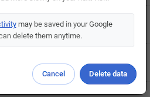 Delete data button in Chrome